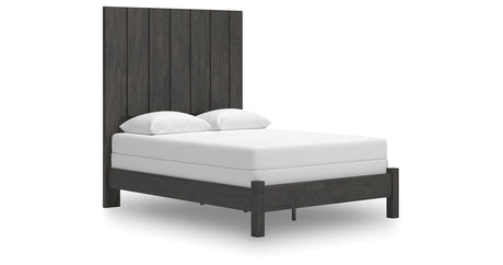 Fraluna Queen Panel Bed with Mirrored Dresser and Nightstand in Charcoal from Ashley - Luna Furniture