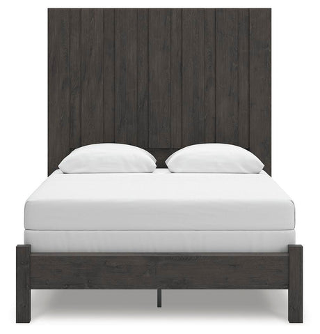 Fraluna Charcoal Queen Panel Bed with Mirrored Dresser and Nightstand from Ashley - Luna Furniture