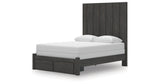 Fraluna Queen Panel Storage Bed with Mirrored Dresser in Charcoal from Ashley Furniture - Luna Furniture
