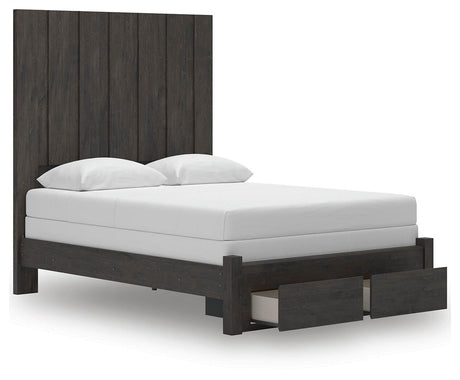 Fraluna Charcoal Queen Panel Storage Bed, Dresser and Mirror from Ashley - Luna Furniture