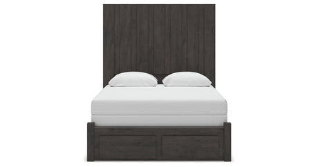 Fraluna Queen Panel Storage Bed with Dresser and Nightstand in Charcoal from Ashley - Luna Furniture