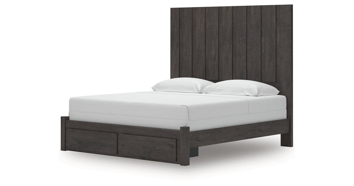 Fraluna King Panel Storage Bed with Dresser and Nightstand in Charcoal from Ashley Furniture - Luna Furniture