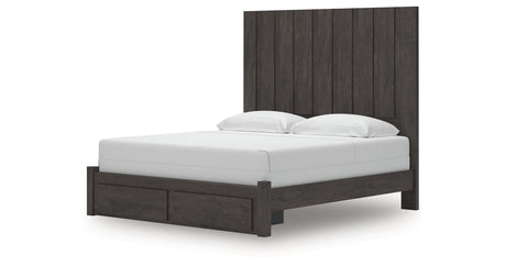 Fraluna King Panel Storage Bed with Dresser and Nightstand in Charcoal from Ashley - Luna Furniture