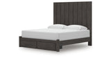 Fraluna King Panel Storage Bed with Mirrored Dresser, Chest and Nightstand in Charcoal from Ashley Furniture - Luna Furniture