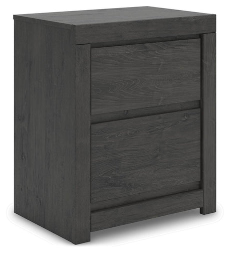 Fraluna Charcoal Queen Panel Bed with Mirrored Dresser and Nightstand from Ashley - Luna Furniture