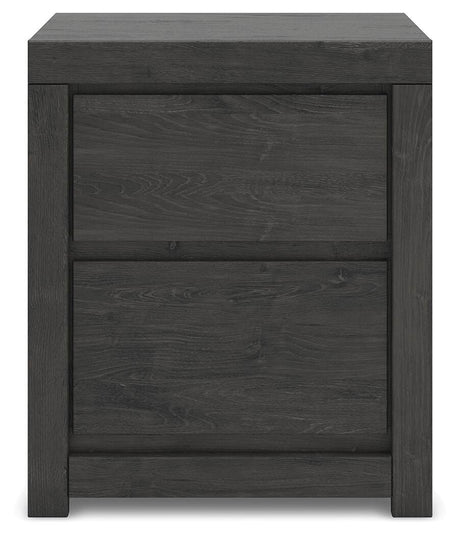Fraluna Charcoal Queen Panel Bed with Mirrored Dresser and Nightstand from Ashley - Luna Furniture