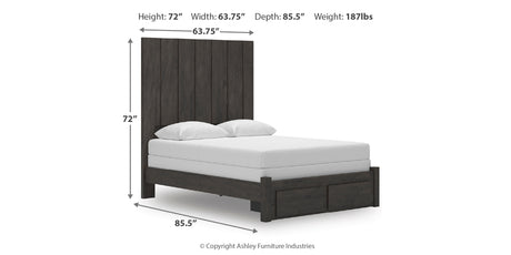 Fraluna Charcoal Queen Panel Storage Bed from Ashley Furniture - Luna Furniture
