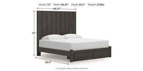 Fraluna Charcoal King Panel Storage Bed from Ashley Furniture - Luna Furniture