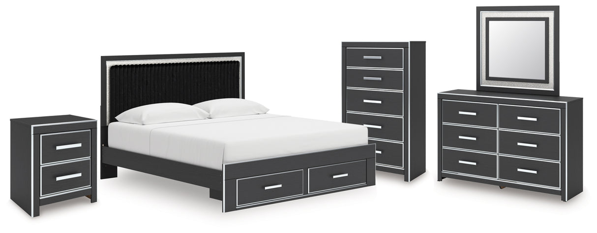 Zuraleus Black King Storage Bed, Dresser, Mirror, Chest and Nightstand from Ashley - Luna Furniture