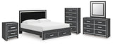Zuraleus Black King Storage Bed, Dresser, Mirror, Chest and Nightstand from Ashley - Luna Furniture