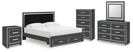 Zuraleus Black King Storage Bed, Dresser, Mirror, Chest and Nightstand from Ashley - Luna Furniture