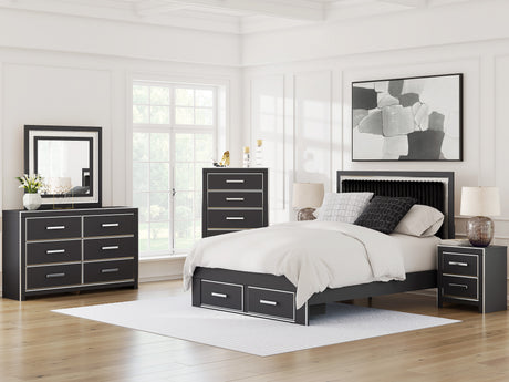 Zuraleus Black Upholstered Storage Panel Bedroom Set with 2 Footboard Drawers from Ashley Furniture - Luna Furniture