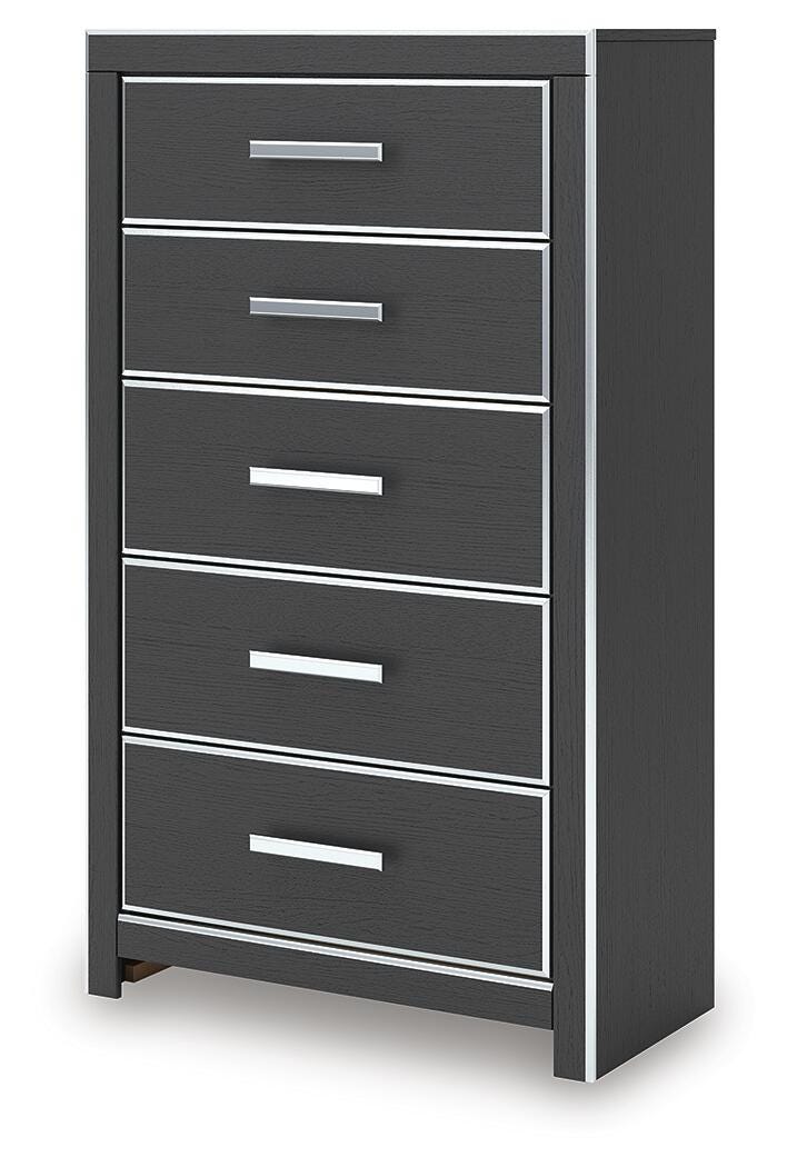 Zuraleus Black King Upholstered Bed, 2 Chests and 2 Nightstands from Ashley - Luna Furniture