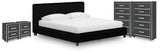 Zuraleus Black King Upholstered Bed, 2 Chests and 2 Nightstands from Ashley - Luna Furniture