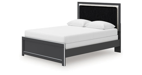 Zuraleus Black Queen Upholstered Panel Bed from Ashley Furniture - Luna Furniture