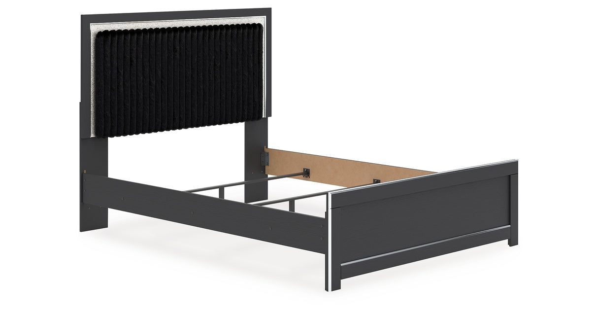 Zuraleus Black Queen Upholstered Panel Bed from Ashley Furniture - Luna Furniture