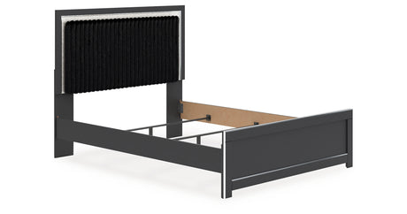 Zuraleus Black Queen Upholstered Panel Bed from Ashley Furniture - Luna Furniture