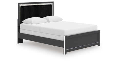Zuraleus Black Queen Upholstered Panel Bed from Ashley Furniture - Luna Furniture