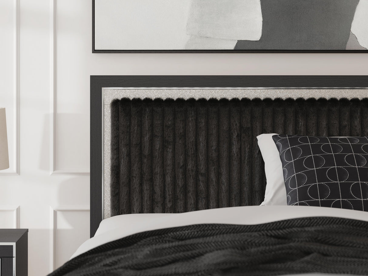 Zuraleus Black Queen Upholstered Panel Bed from Ashley Furniture - Luna Furniture