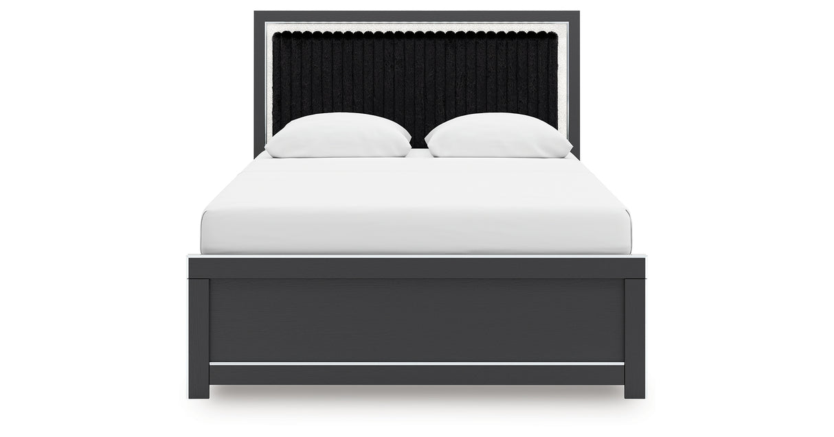 Zuraleus Black Queen Upholstered Panel Bed from Ashley Furniture - Luna Furniture