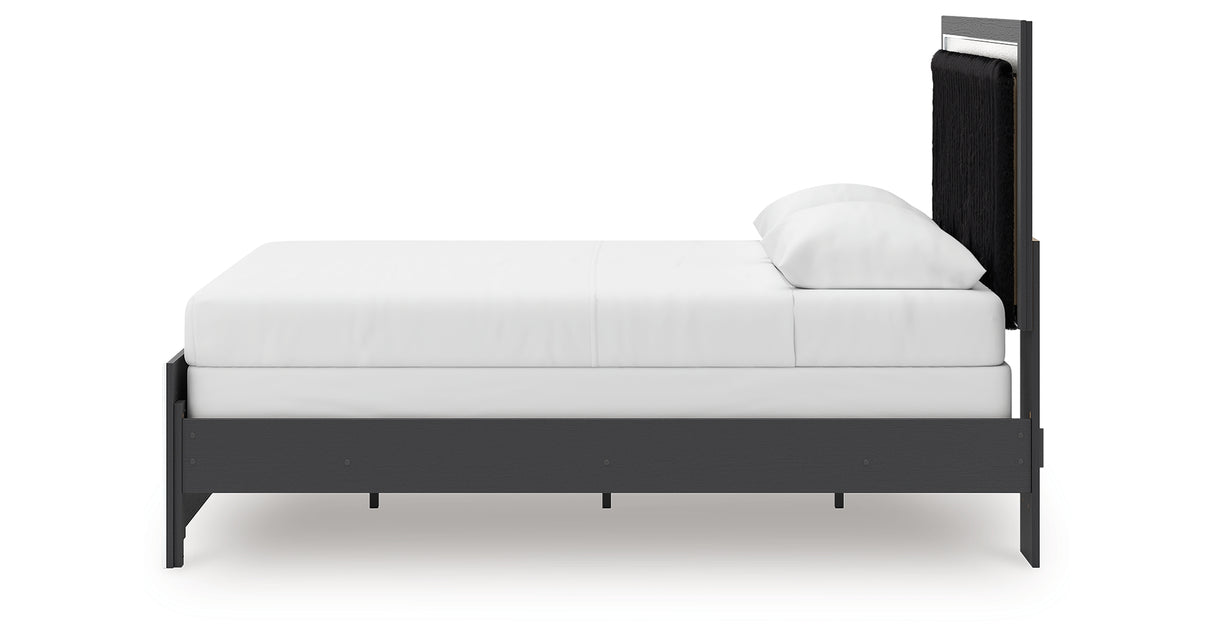 Zuraleus Black Queen Upholstered Panel Bed from Ashley Furniture - Luna Furniture