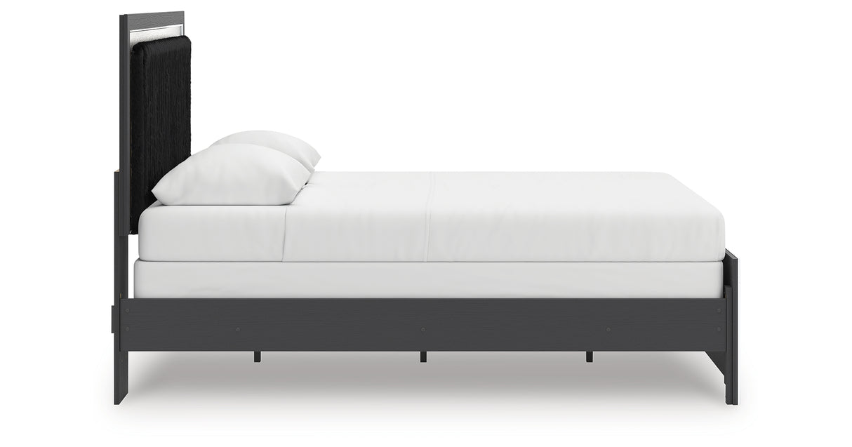 Zuraleus Black Queen Upholstered Panel Bed from Ashley Furniture - Luna Furniture