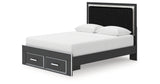 Zuraleus Black Queen Upholstered Panel Storage Bed from Ashley Furniture - Luna Furniture