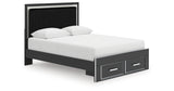 Zuraleus Black Queen Upholstered Panel Storage Bed from Ashley Furniture - Luna Furniture