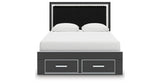 Zuraleus Black Queen Upholstered Panel Storage Bed from Ashley Furniture - Luna Furniture
