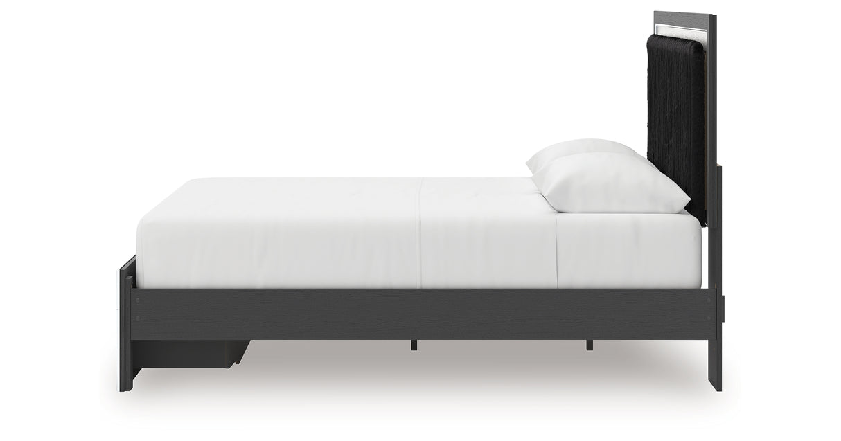 Zuraleus Black Queen Upholstered Panel Storage Bed from Ashley Furniture - Luna Furniture