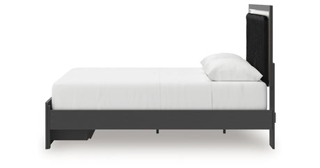 Zuraleus Black Queen Upholstered Panel Storage Bed from Ashley - Luna Furniture