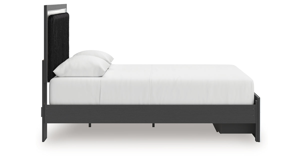Zuraleus Black Queen Upholstered Panel Storage Bed from Ashley Furniture - Luna Furniture