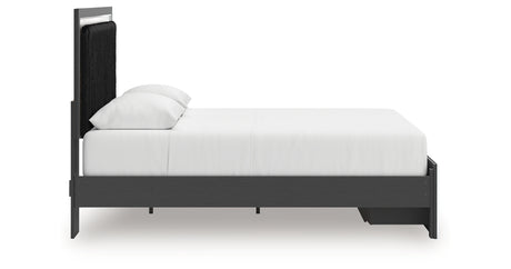 Zuraleus Black Queen Upholstered Panel Storage Bed from Ashley - Luna Furniture
