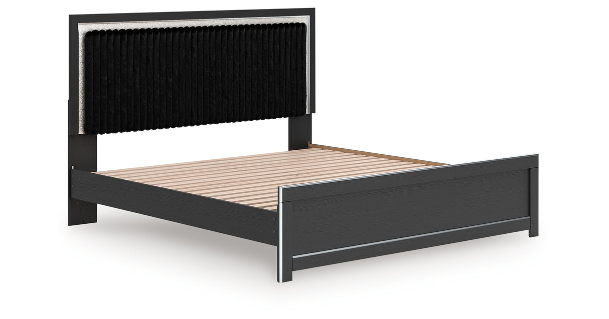 Zuraleus Black King Upholstered Platform Bed from Ashley Furniture - Luna Furniture