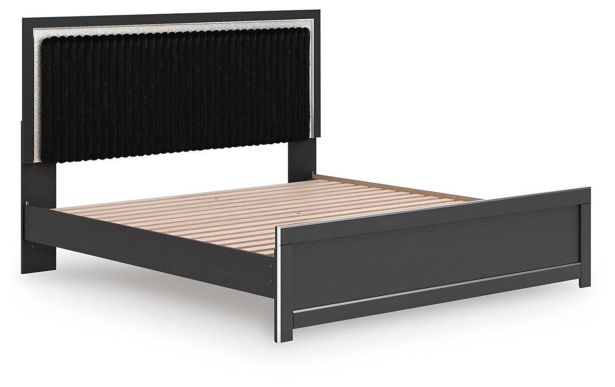 Zuraleus Black King Upholstered Platform Bed from Ashley Furniture - Luna Furniture