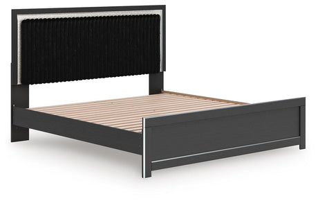 Zuraleus Black King Upholstered Platform Bed from Ashley Furniture - Luna Furniture