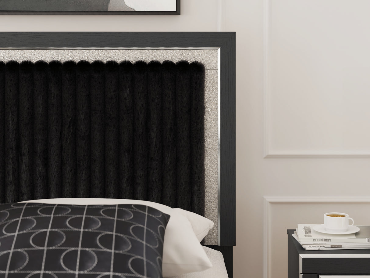 Zuraleus Black King Upholstered Platform Bed from Ashley Furniture - Luna Furniture