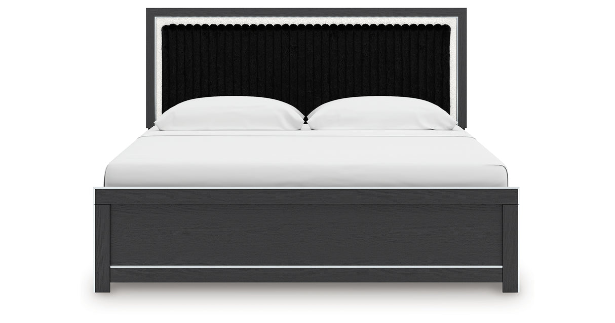 Zuraleus Black King Upholstered Platform Bed from Ashley Furniture - Luna Furniture
