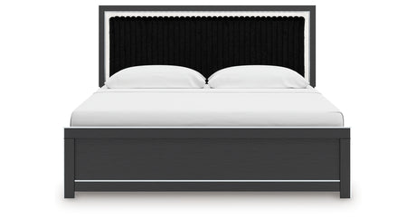 Zuraleus Black King Upholstered Platform Bed from Ashley Furniture - Luna Furniture