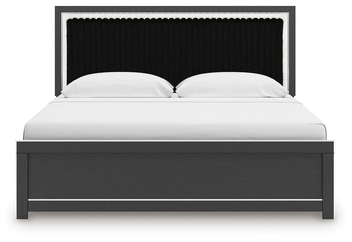 Zuraleus Black King Upholstered Platform Bed from Ashley Furniture - Luna Furniture