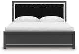 Zuraleus Black King Upholstered Platform Bed from Ashley Furniture - Luna Furniture