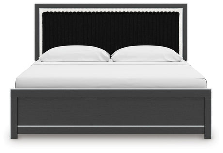 Zuraleus Black King Upholstered Platform Bed from Ashley Furniture - Luna Furniture