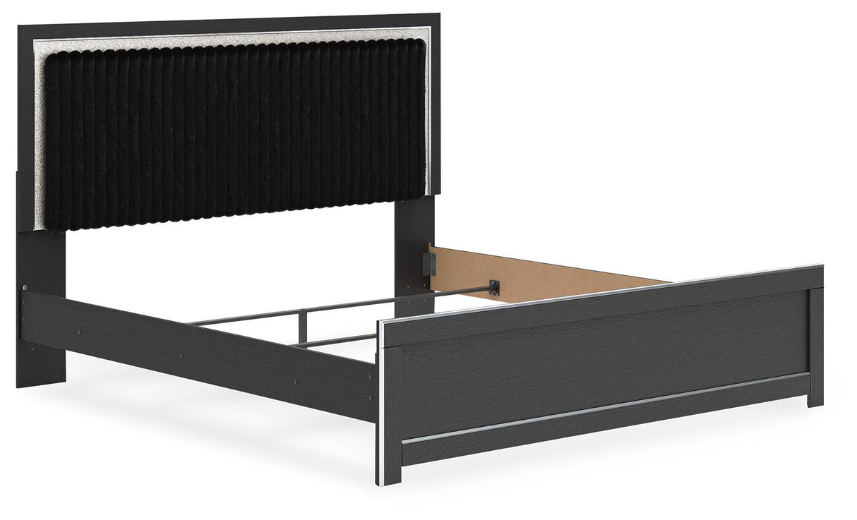 Zuraleus Black King Upholstered Panel Bed from Ashley Furniture - Luna Furniture