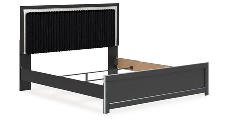 Zuraleus Black King Upholstered Panel Bed from Ashley Furniture - Luna Furniture