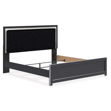 Zuraleus Black King Upholstered Panel Bed from Ashley - Luna Furniture