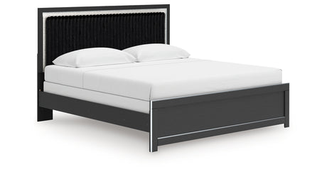 Zuraleus Black King Upholstered Panel Bed from Ashley Furniture - Luna Furniture