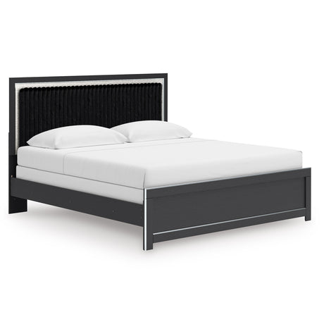 Zuraleus Black King Upholstered Panel Bed from Ashley - Luna Furniture