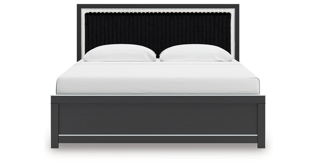 Zuraleus Black King Upholstered Panel Bed from Ashley Furniture - Luna Furniture