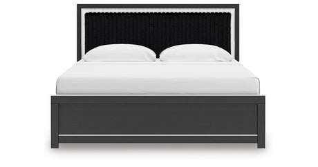 Zuraleus Black King Upholstered Panel Bed from Ashley Furniture - Luna Furniture