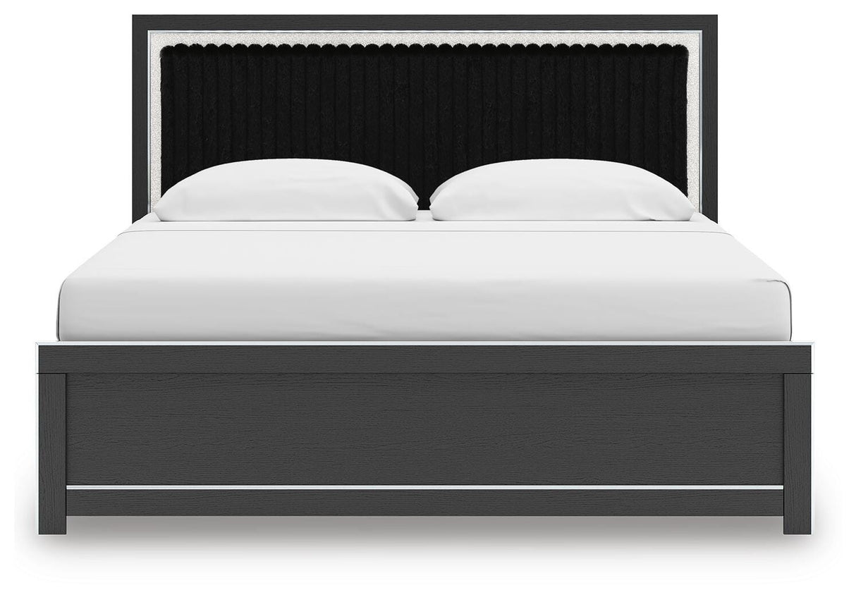 Zuraleus Black King Upholstered Panel Bed from Ashley Furniture - Luna Furniture